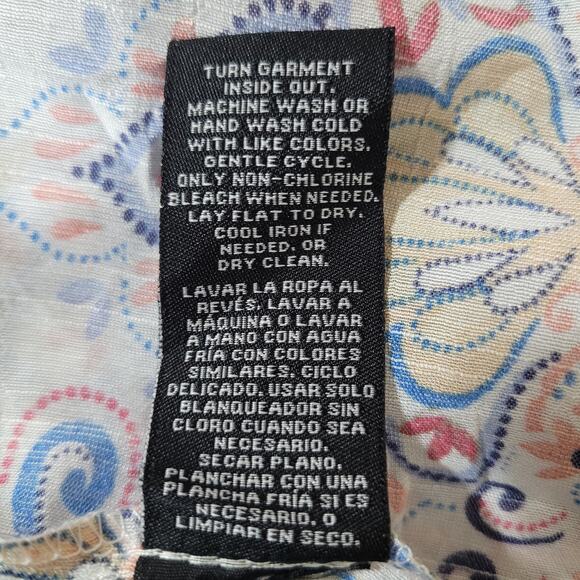 Zac & Rachel Women's Blue Paisley Blouse Top 3/4 Bell Sleeve Off Shoulder Medium - Picture 9 of 9